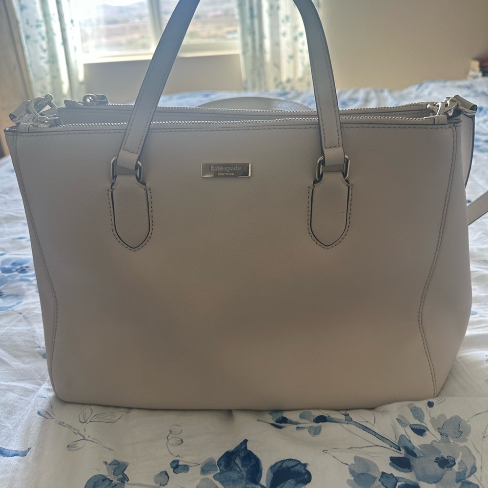 kate spade Cream Leather Satchel with Top Handles